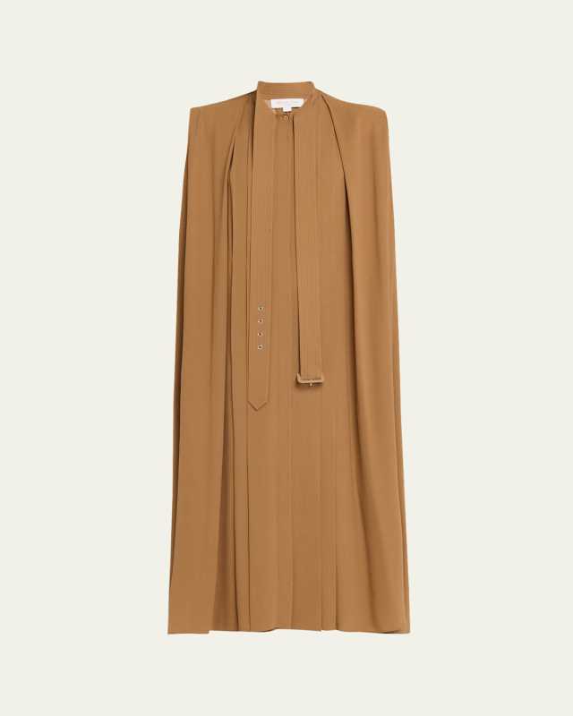 Trench-Tie Georgette Shirtdress